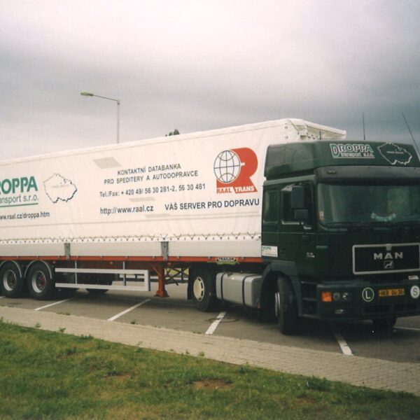 Our advertisement on a Droppa truck (ca. 1998)