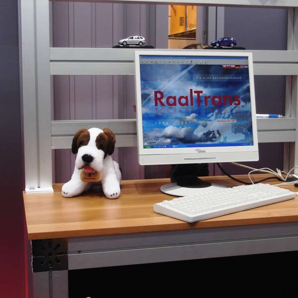 Munich trade fair and RAALTRANS Editor version 7 on the monitor (2009)