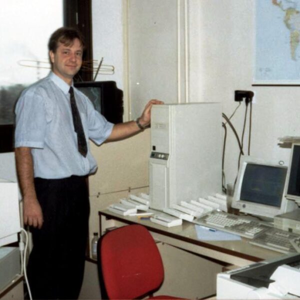 Founder R. Žilka at the first server (ca. 1995)