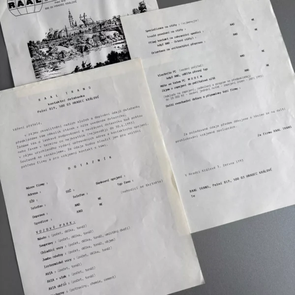 Questionnaire for adding data to the list of companies (1993)